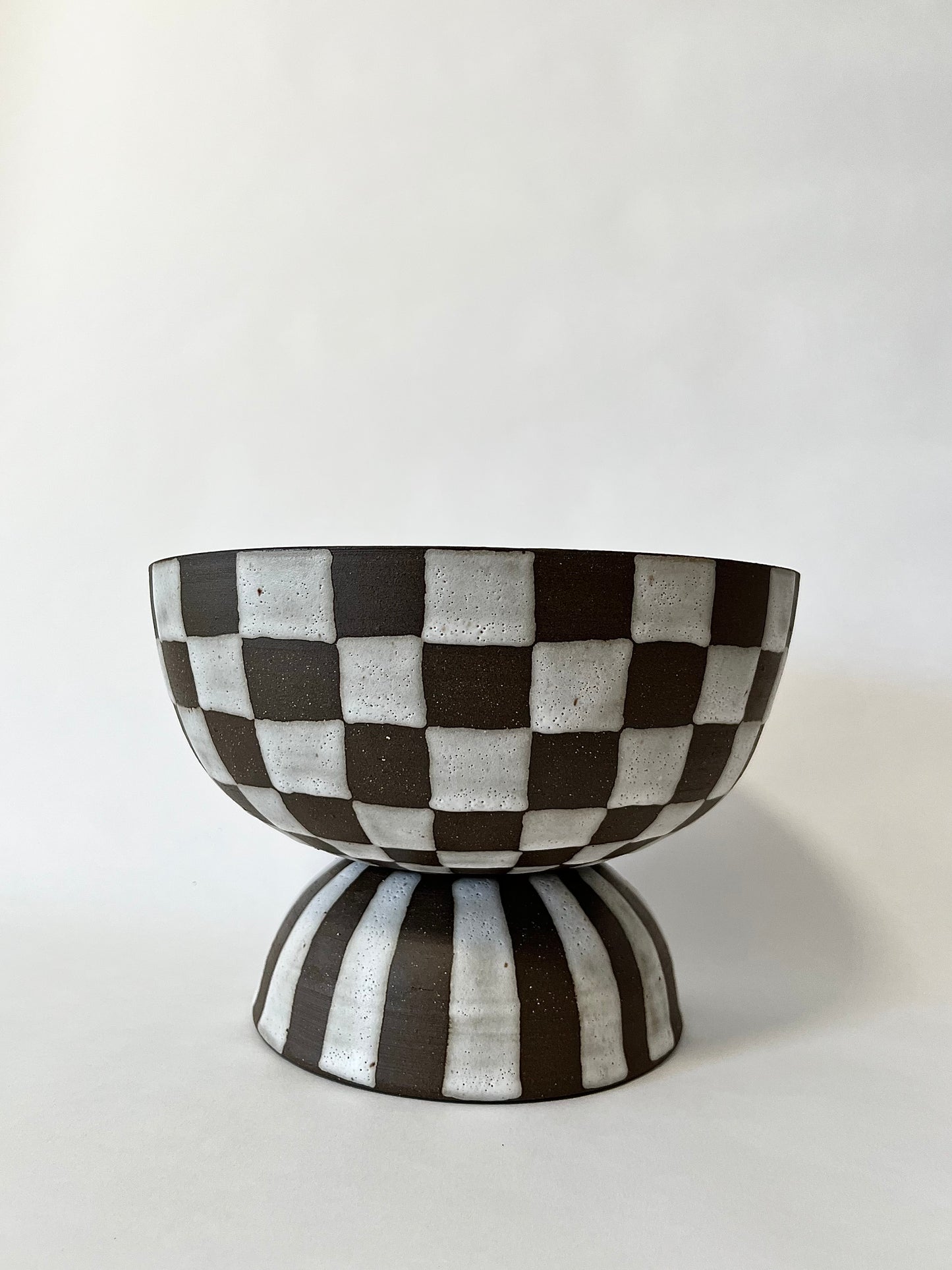 stripes and checkers compote vase