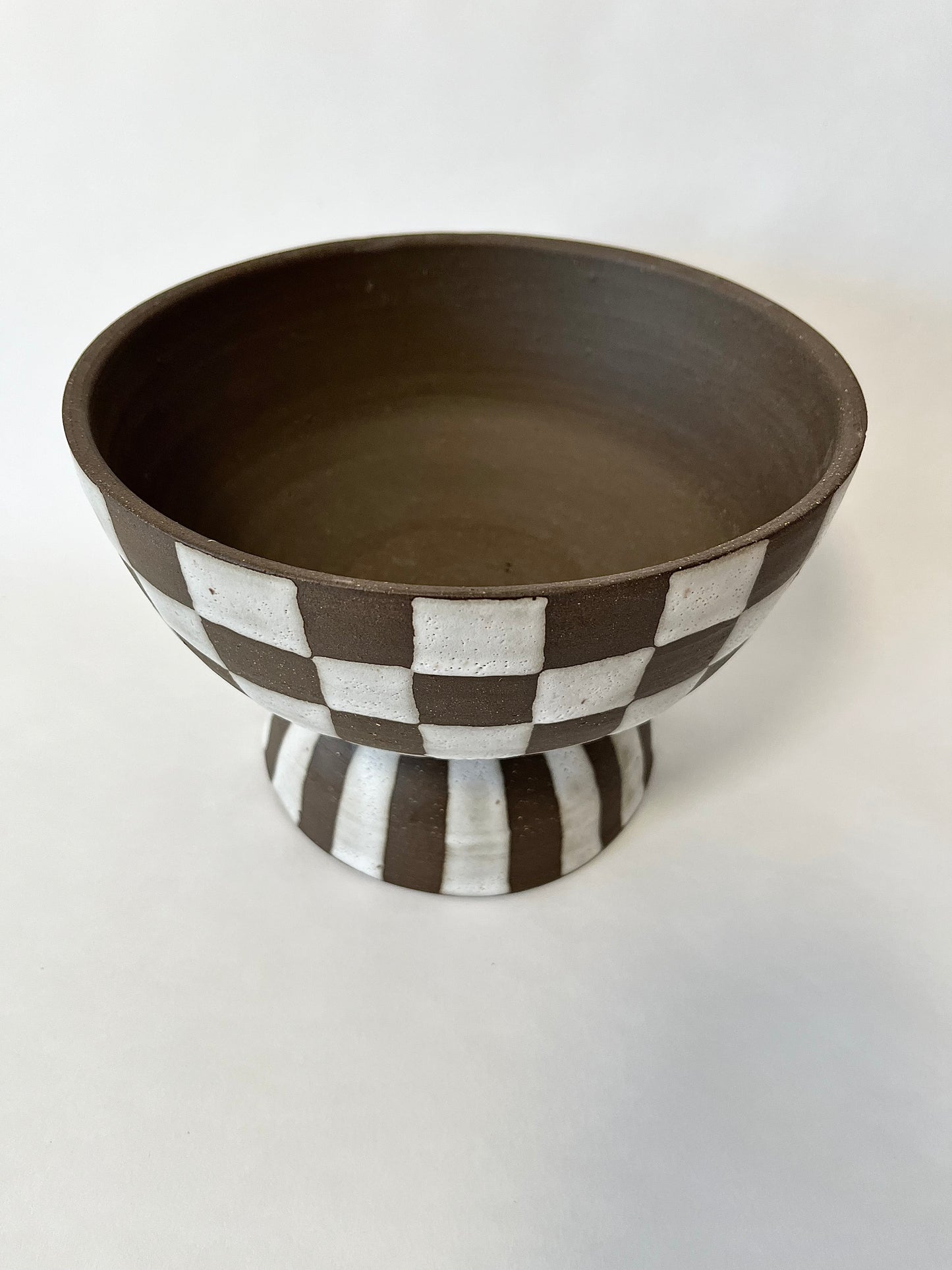 stripes and checkers compote vase